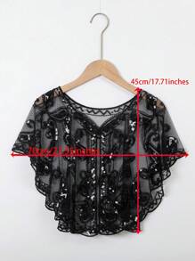 Áo ghi lê đính sequin cho tiệc tối dành cho nữ, sườn xám, áo khoác ngắn phong cách cổ điển, khăn choàng đính hạt, ngày lễ tình nhân nhẹ - Nhiều màu - Xem 5