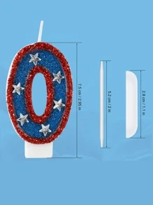1pc Birthday Number Candle Red And Blue Sequin Number 0-9 Candle American Flag Perfect For Independence Day And Element Party Supplies Cake Decorations,Christmas
