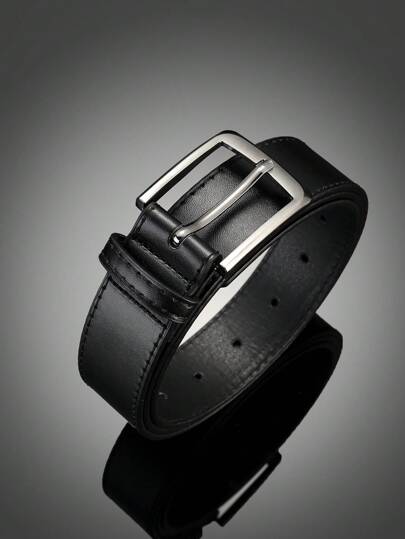 1pc Gun-black Brushed Needle Buckle Decor All-match Fashionable Belt For Boys' Daily Use