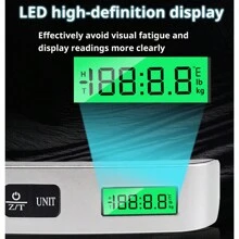 1pc Portable Luggage Scale With Battery, High Precision Travel Digital Hanging Scales With Hook Or With Webbing Belt, LCD Display 50kg 110lbs Electronic Fishing Weighs Weight Balance Tool, 50kg/10g Digital Luggage Scale Electronic Portable Suitcase Travel Weighs With Backlight Electronic Travel Hanging Scales Airplane Webbing Scales