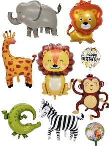1 个 90 厘米大型丛林动物铝箔气球狮子猴子大象长颈鹿斑马鳄鱼氦气球丛林主题派对装饰生日派对装饰，圣诞节 - 彩色 - 查看 2