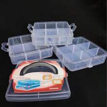 1 3-Layer 18-Cell Plastic Transparent Storage Box, Adjustable Stacked Compartment Slot Storage Box, Locking Transparent Storage Box, Used For Sorting And Storing Jewelry Accessories - Clear - View 3
