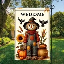 1pc, Scarecrow Pumpkin Sunflower Polyester Garden Flag - 18x12", Double-Sided Welcome Fall Yard Flag, Outdoor Lawn Decoration, Durable Weather-Resistant, No Flagpole (1 Piece) - Multicolor - View 8