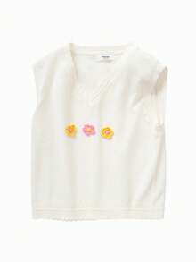 Balabala 年轻女孩针织背心秋季时尚流行 - 白色 - 查看 4