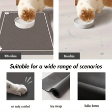 1pc Black/Grey Bone Printed Pet Feeding Mat, High Absorbent & Quick Drying, Easy To Clean, With Anti-Slip Rubber Backing, Suitable For All Seasons, Pet Bowls Mat For Dogs & Cats, Crate Mat - Multicolor - View 3