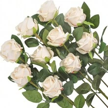 1/5入組人工玫瑰花新娘花束，適用於廚房和餐桌裝飾、情人節禮物、生日派對裝飾、婚禮花籃、新娘手持鮮花、家居裝飾、餐廳、臥室、窗臺、花瓶、新年裝飾、戶外花園、學季的開始、家居裝飾和學用品