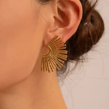 Exaggerated Popular Fan-Shaped Earrings In European And American Style