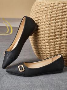 Women's Pointed Toe Flats, Casual Slip-On Shoes For Party, Everyday Wear, Outdoor Play, Black Color, Versatile Spring/Summer/Autumn