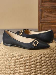 Women's Pointed Toe Flats, Casual Slip-On Shoes For Party, Everyday Wear, Outdoor Play, Black Color, Versatile Spring/Summer/Autumn