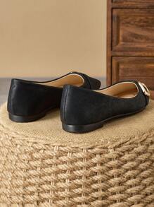 Women's Pointed Toe Flats, Casual Slip-On Shoes For Party, Everyday Wear, Outdoor Play, Black Color, Versatile Spring/Summer/Autumn