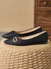 Women's Pointed Toe Flats, Casual Slip-On Shoes For Party, Everyday Wear, Outdoor Play, Black Color, Versatile Spring/Summer/Autumn