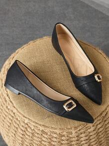 Women's Pointed Toe Flats, Casual Slip-On Shoes For Party, Everyday Wear, Outdoor Play, Black Color, Versatile Spring/Summer/Autumn