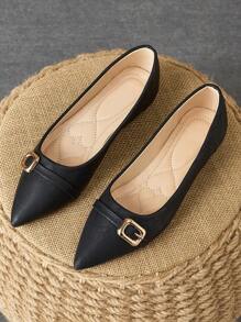 Women's Pointed Toe Flats, Casual Slip-On Shoes For Party, Everyday Wear, Outdoor Play, Black Color, Versatile Spring/Summer/Autumn