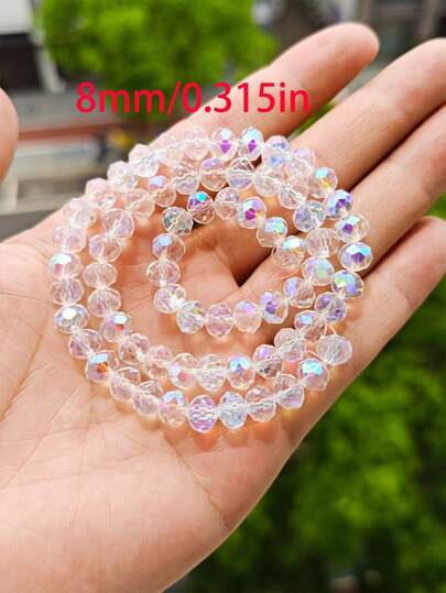 1串/套AB彩玻璃珠，尺寸3mm/4mm/6mm/8mm/10mm/12mm，包括节日珠、奥地利水晶珠、圆珠、刻面珠和隔珠，适用于耳环、手链、脚链、项链等饰品制作、DIY手工、圣诞树装饰、节日装饰、婚礼装饰和窗户装饰。