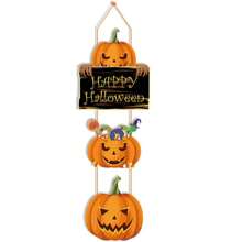 Decoración de Halloween- Adornos de puerta, guirnalda de Halloween para colgar en el hogar o jardín al aire libre con motivos de esqueletos y calabazas para suministros de decoración de Halloween para fiesta - Multicolor - Ver 4