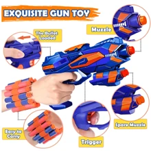 Set 2 Piezas De Pistola De Juguete 80 Balas De Espuma- 2 Gafas Protectoras- Pistola De Dardos Infantil Suave Color Rojo Y Naranja. - Azul - Ver 5