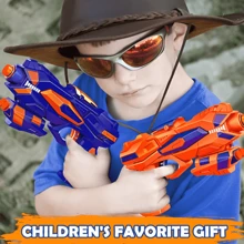 Set 2 Piezas De Pistola De Juguete 80 Balas De Espuma- 2 Gafas Protectoras- Pistola De Dardos Infantil Suave Color Rojo Y Naranja. - Azul - Ver 2