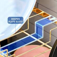 1入組帶排水盤和餐具架的2層碗碟瀝水架，多功能防鏽廚房器具收納架，可存放砧板、刀具、叉匙、杯子和廚房工具收納盒，節省檯面空間，可拆卸廚房配件