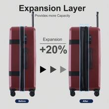 Luggage Sets New Model Expandable ABS+PC 3 Piece Sets With Spinner Wheels Lightweight TSA Lock (20/24/28), Red