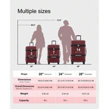 Luggage Sets New Model Expandable ABS+PC 3 Piece Sets With Spinner Wheels Lightweight TSA Lock (20/24/28), Red
