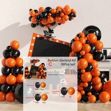 WellParti Kit de arco de globos de látex naranja y negro (con 2 accesorios de globos gratis), utilizado para decorar fiestas de cumpleaños, Halloween, celebraciones festivas, aniversarios, fiestas de solteros, decoraciones de interiores y exteriores. Decoración de globos para Halloween. - Multicolor - Ver 6