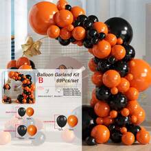 WellParti Kit de arco de globos de látex naranja y negro (con 2 accesorios de globos gratis), utilizado para decorar fiestas de cumpleaños, Halloween, celebraciones festivas, aniversarios, fiestas de solteros, decoraciones de interiores y exteriores. Decoración de globos para Halloween. - Multicolor - Ver 4