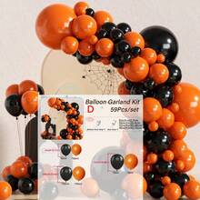 WellParti Kit de arco de globos de látex naranja y negro (con 2 accesorios de globos gratis), utilizado para decorar fiestas de cumpleaños, Halloween, celebraciones festivas, aniversarios, fiestas de solteros, decoraciones de interiores y exteriores. Decoración de globos para Halloween. - Multicolor - Ver 8