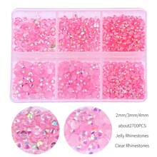 2,700pcs/Box 2mm/3mm/4mm Flat Bottom Resin Rhinestones In 6 Compartments, Handmade DIY Resin Crafts Accessories For Clothes, Shoes, Decorations