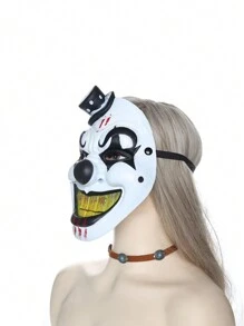1 Piece Of Clown Mask With Top Hat, PU Material Fits The Face Comfortably, Halloween Mask, Horror Mask, Carnival Party Masquerade Mask, Role-Playing Mask, Film And Television Stage Performance Prop Mask, Prank Prop, Halloween Decoration Mask, Festival Event Accessories, Family Leisure And Entertainment Accessories, Suitable For Men And Women To Wear Masks - Multicolor - View 10