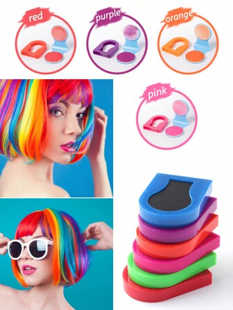 1入/8入組 一次性六色染髮粉，方便快捷易於褪色，適用於舞臺表演妝容