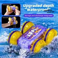 2.4Ghz Amphibious Brand New RC Cars Remote Control Stunt Car Vehicle Double-Sided Flip Driving Drift Water Outdoor Toys Remote Control Vehicle Toys For Boys And Girls Kids Children's Gifts - 紫金色 - 查看 6