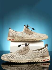 Men's Lightweight Breathable Slip-On Casual Shoes, Men's Casual Sports Shoes With Anti-Slip Sole, Men's Flat Outdoor Walking Shoes, Size 38-46, Summer Breathable Mesh Design, Hollowed-Out Mesh Sneakers