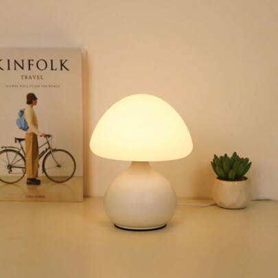 1pc Cute Mini Mushroom LED Table Lamp, Three-Color Dimmable Light, Aesthetic Decor For Dining, Living Room, Outdoor, Bedroom, Bar