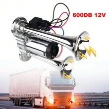 12V Super Loud Car Electric Horn With Air Compressor And Relay For Motorcycle Boat Truck 600dB Hooter Dual Trumpets Modification - one-size - View 1