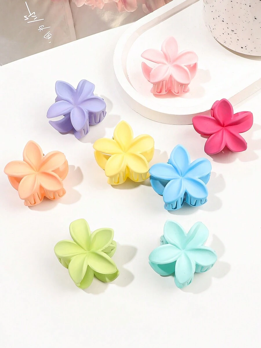 8pcs Summer Matte Flower Candy Colored Cute Small Hair Claw Clip, Bangs & Ponytail Hair Accessories,Flower Claw Valentine's Day Valentines Hair Clips Hair Jaw Clip Hair Clamps Hair Clutch Hair Catcher Clip Fall Winter For Vacation Outfits Woman
