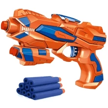 Set 2 Piezas De Pistola De Juguete 80 Balas De Espuma- 2 Gafas Protectoras- Pistola De Dardos Infantil Suave Color Rojo Y Naranja. - Azul - Ver 6