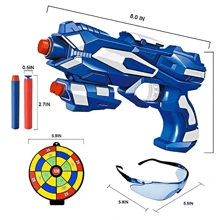 Set 2 Piezas De Pistola De Juguete 80 Balas De Espuma- 2 Gafas Protectoras- Pistola De Dardos Infantil Suave Color Rojo Y Naranja. - Azul - Ver 3