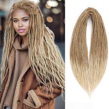ELIZA Extensiones de rastas de doble punta de 22 pulgadas para mujeres, confeccionadas a mano con 10 mechones de cabello de crochet sintético de 0,6 cm, extensiones delgadas de rastas hippie 27613 - Lino Marrón - Ver 2
