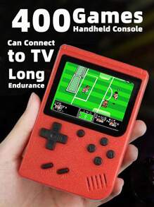 1 pieza Consola de juegos portátil. La nueva consola de juegos portátil contiene 400 juegos. La consola de juegos portátil retro de 3 pulgadas de recuerdos de la juventud se puede conectar a la televisión. La consola de juegos portátil mini clásica nostálgica y antigua rusa - Rojo - Ver 2