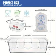 Chilled Condiment Server Tray, Bar Fruit Caddy With Lid And 5 Removable Compartments, Clear Ice Condiment Serving Tray For Party, Toppings Bar Container, Garnish - 無色 - 查看 3