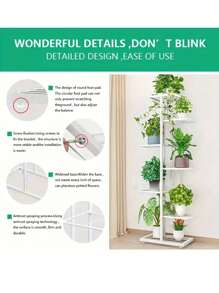 Elegant Wrought Iron 5-Layer Flower Rack Easy Assembly, Ideal For Balcony & Home Decor, Perfect For Succulents & Indoor Plants - Multicolor - View 6