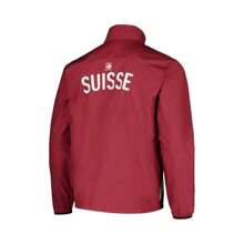 Chaqueta de sudadera con cremallera completa de estilo de novio del Equipo Nacional de Suiza 2024 en color rojo - Rojo - Ver 3