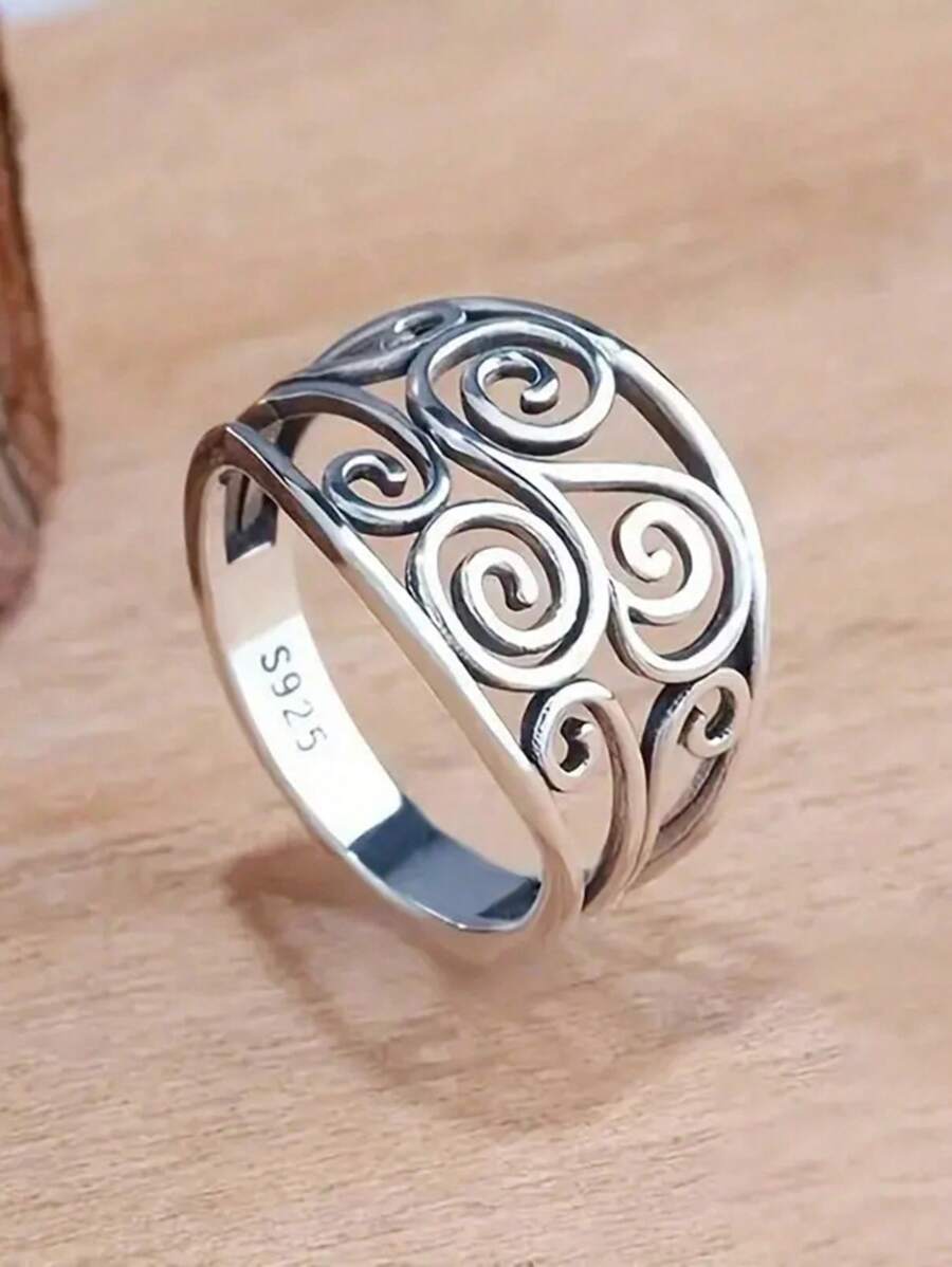 1入組S925純銀時尚女戒指，婚禮珠寶首飾 - 1# - 查看 1