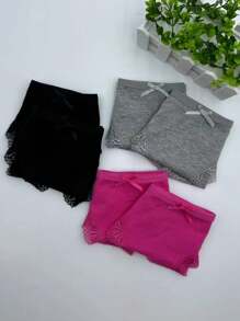 6 piezas de bragas sexy de mujer con detalles de encaje, transpirables y caladas - Multicolor - Ver 4