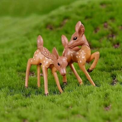 2 件/6 件精美微型鹿雕塑小雕像 - 精致的仙女花园装饰，手工树脂艺术，异想天开的家居装饰点缀，适合自然爱好者的独特圣诞礼物