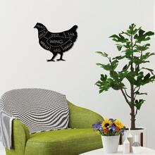 1 pieza Letrero de metal de cortes de pollo - Decoración de gallo de cocina - Arte de pared de carnicería - Decoración de tienda de carne - Letrero de negocio de carnicero - Negro - Ver 2