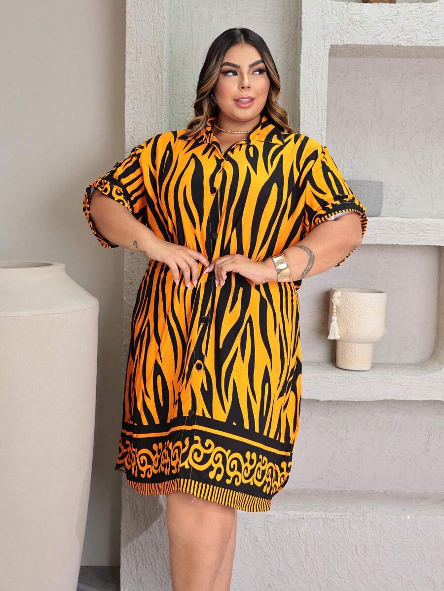 Plus Size Dresses - Orange - View 1