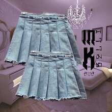 Falda mezclilla tableada - Azul - Ver 2