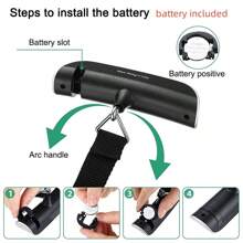 1pc Portable Luggage Scale With Battery, High Precision Travel Digital Hanging Scales With Hook Or With Webbing Belt, LCD Display 50kg 110lbs Electronic Fishing Weighs Weight Balance Tool, 50kg/10g Digital Luggage Scale Electronic Portable Suitcase Travel Weighs With Backlight Electronic Travel Hanging Scales Airplane Webbing Scales