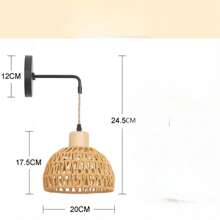 1pc Vintage Paper Woven Wall Lamp, Southeast Asian Style Rustic Farmhouse Decor, Creative Wood & Rattan Wall Sconce With Pull Chain Switch (Lamp Body Only, Bulb Not Included) - Japanese Wall Lamp - View 10